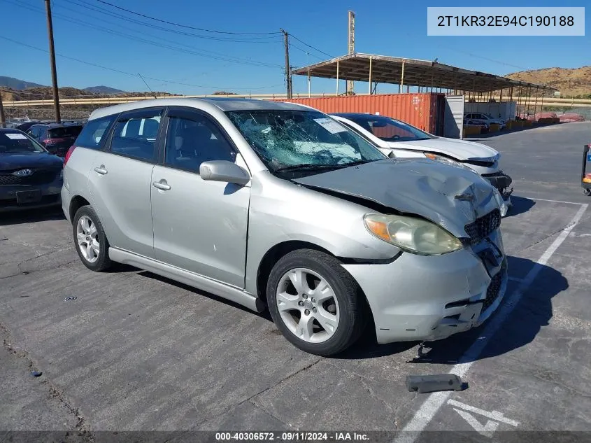 2T1KR32E94C190188 2004 Toyota Matrix Xr