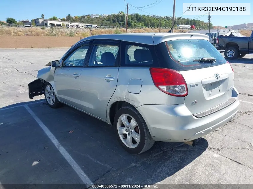 2T1KR32E94C190188 2004 Toyota Matrix Xr