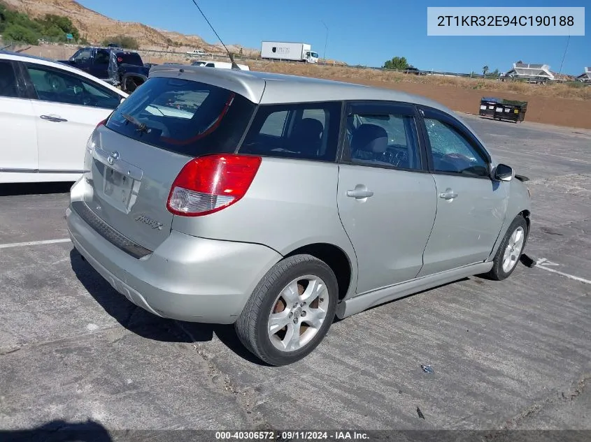 2T1KR32E94C190188 2004 Toyota Matrix Xr