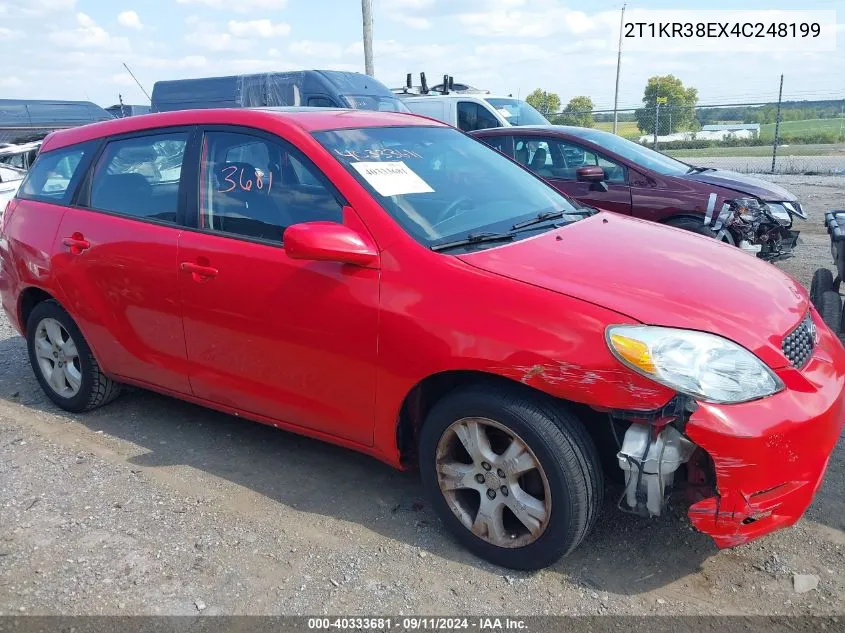 2004 Toyota Matrix Xr VIN: 2T1KR38EX4C248199 Lot: 40333681