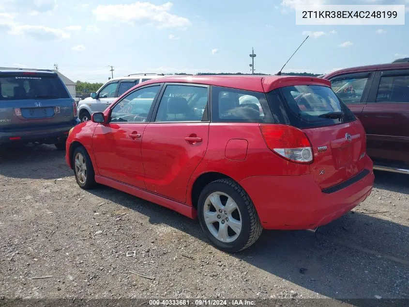 2004 Toyota Matrix Xr VIN: 2T1KR38EX4C248199 Lot: 40333681