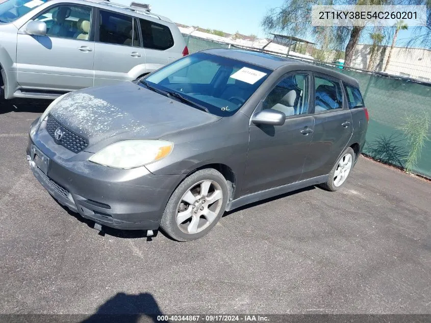 2004 Toyota Matrix Xrs VIN: 2T1KY38E54C260201 Lot: 40344867