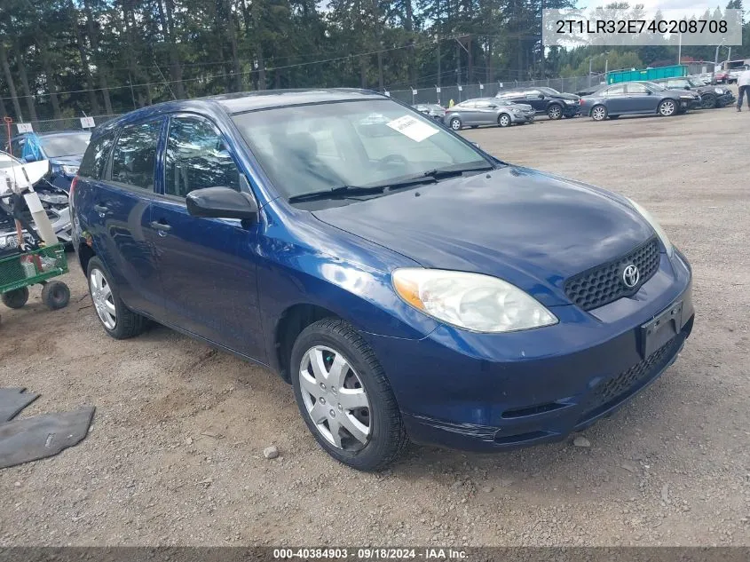 2004 Toyota Matrix Standard VIN: 2T1LR32E74C208708 Lot: 40384903