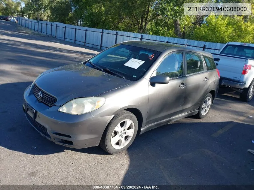 2004 Toyota Matrix Xr VIN: 2T1KR32E94C308000 Lot: 40387764