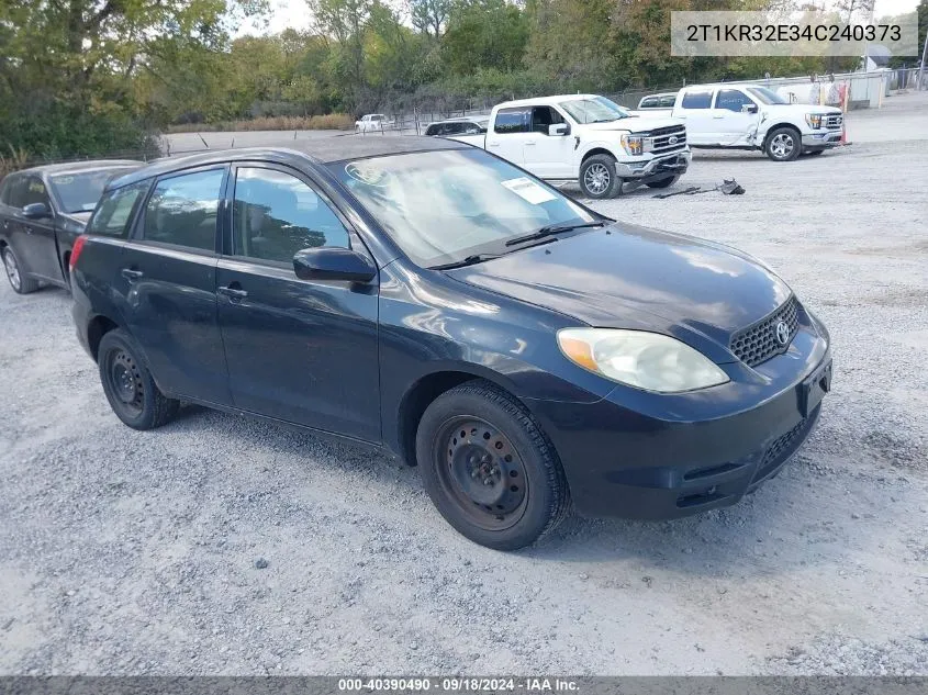 2004 Toyota Matrix Xr VIN: 2T1KR32E34C240373 Lot: 40390490