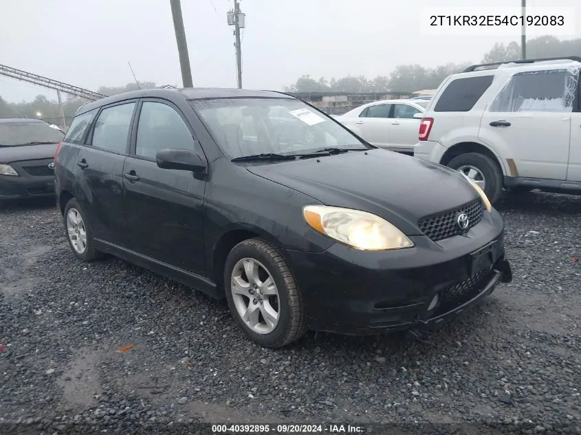 2004 Toyota Matrix Xr VIN: 2T1KR32E54C192083 Lot: 40392895