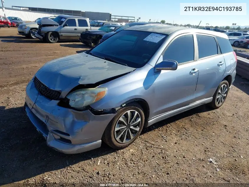 2T1KR32E94C193785 2004 Toyota Matrix Xr