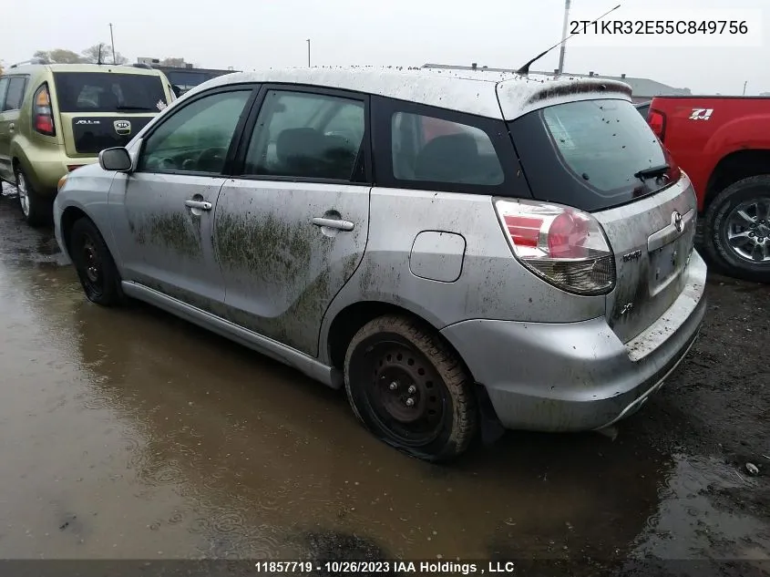 2005 Toyota Matrix VIN: 2T1KR32E55C849756 Lot: 11857719