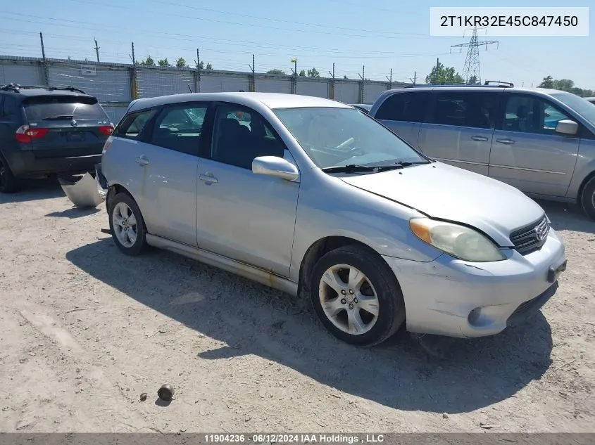 2005 Toyota Matrix Wagon VIN: 2T1KR32E45C847450 Lot: 11904236