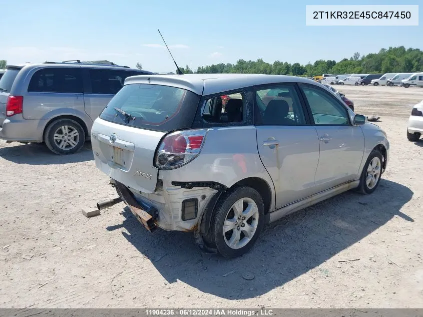 2005 Toyota Matrix Wagon VIN: 2T1KR32E45C847450 Lot: 11904236