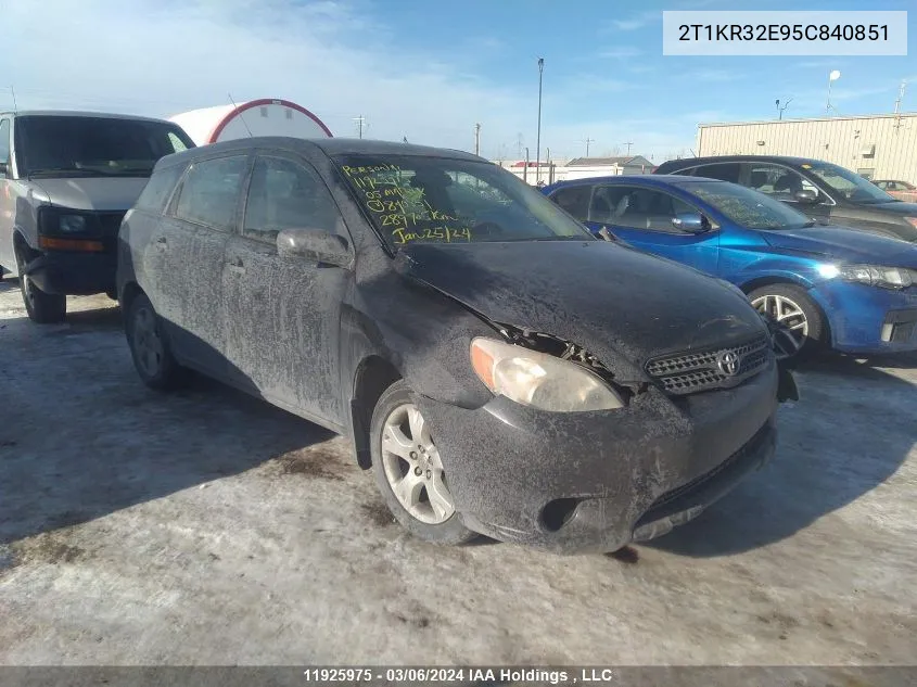 2005 Toyota Matrix VIN: 2T1KR32E95C840851 Lot: 11925975