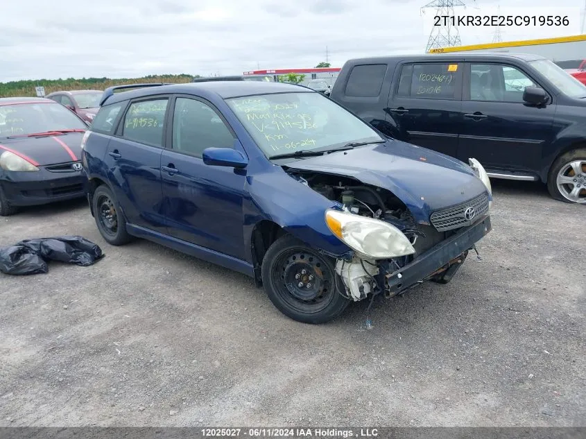 2005 Toyota Matrix Xr VIN: 2T1KR32E25C919536 Lot: 12025027