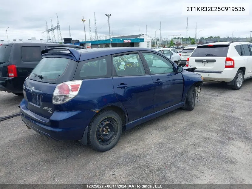 2005 Toyota Matrix Xr VIN: 2T1KR32E25C919536 Lot: 12025027