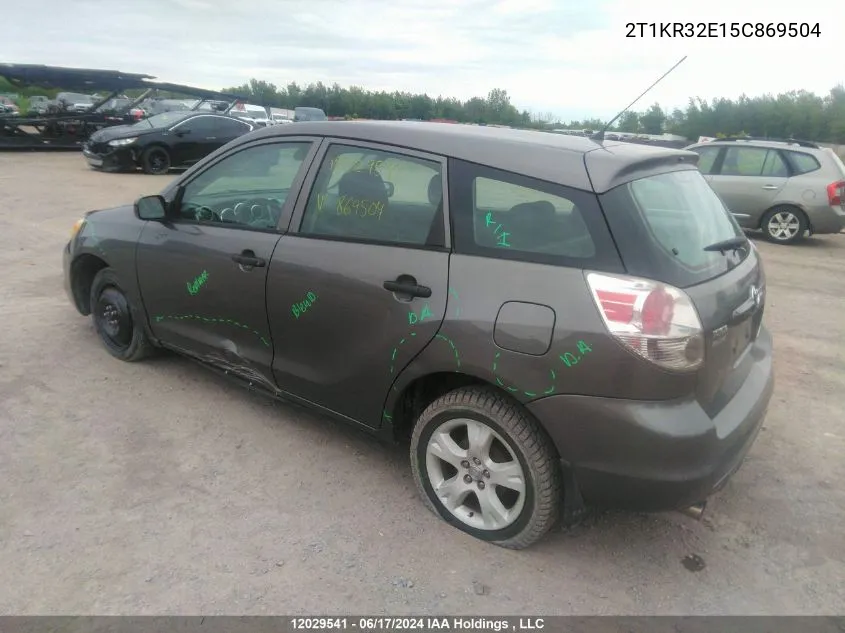 2005 Toyota Matrix VIN: 2T1KR32E15C869504 Lot: 12029541