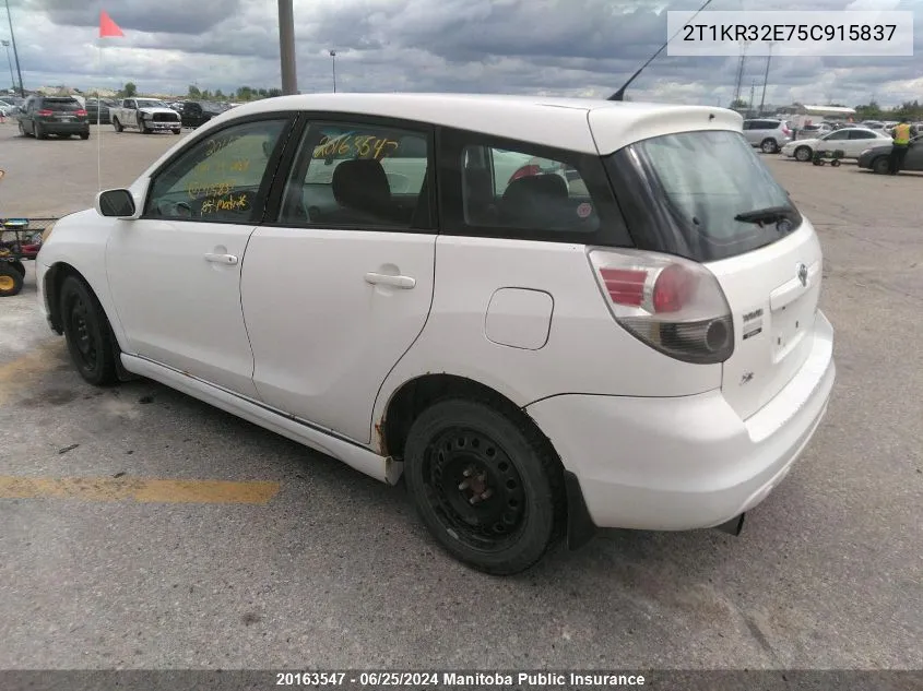 2005 Toyota Matrix Xr VIN: 2T1KR32E75C915837 Lot: 20163547