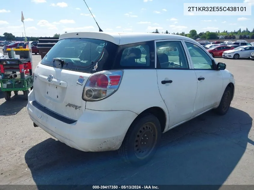 2005 Toyota Matrix VIN: 2T1KR32E55C438101 Lot: 39417350