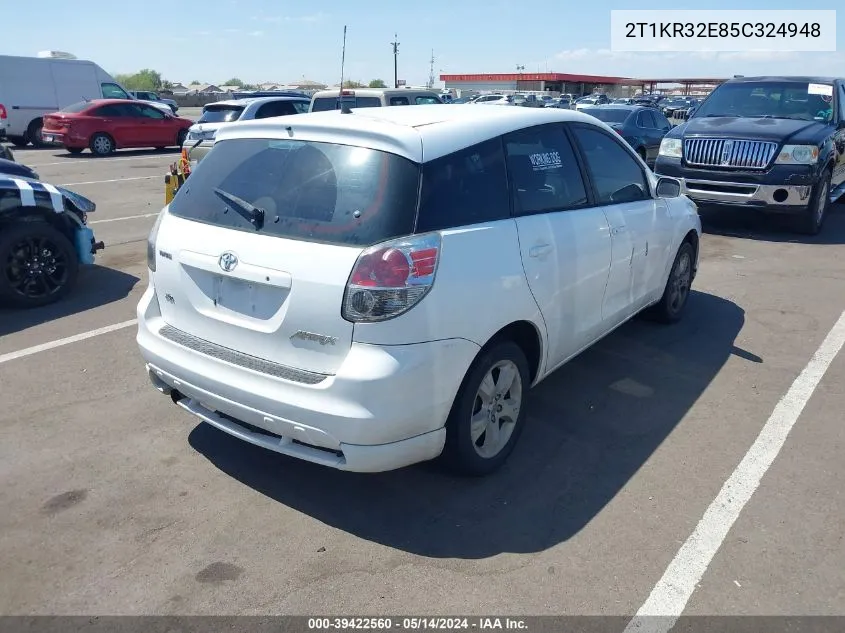 2005 Toyota Matrix Xr VIN: 2T1KR32E85C324948 Lot: 39422560