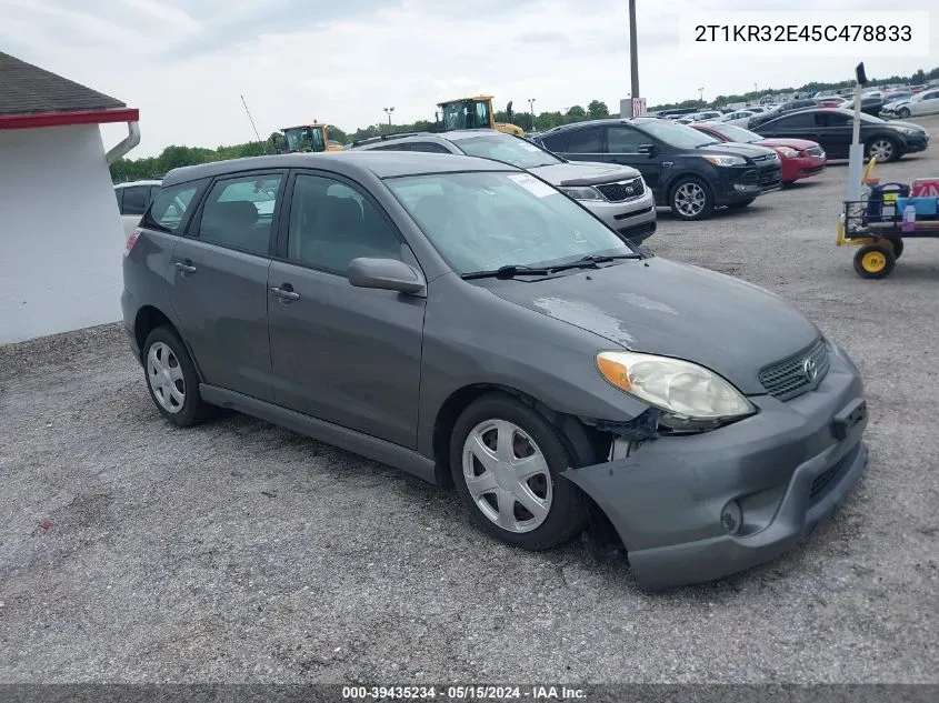 2005 Toyota Matrix Xr VIN: 2T1KR32E45C478833 Lot: 39435234