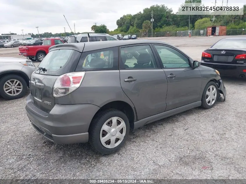 2005 Toyota Matrix Xr VIN: 2T1KR32E45C478833 Lot: 39435234