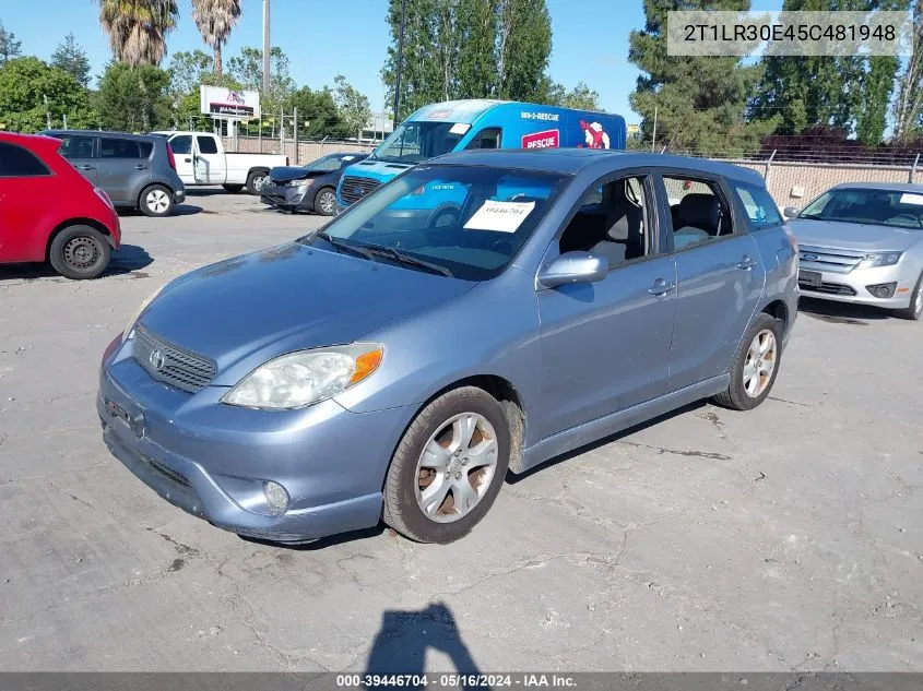 2005 Toyota Matrix Xr VIN: 2T1LR30E45C481948 Lot: 39446704