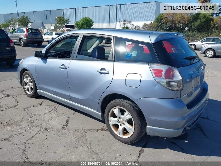 2005 Toyota Matrix Xr VIN: 2T1LR30E45C481948 Lot: 39446704