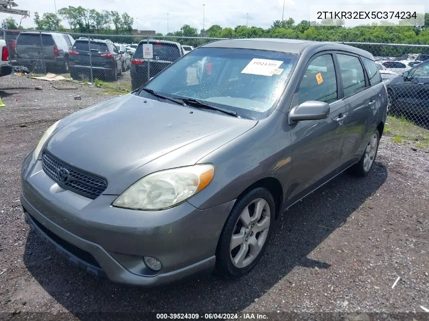 2005 Toyota Matrix Xr VIN: 2T1KR32EX5C374234 Lot: 39524309