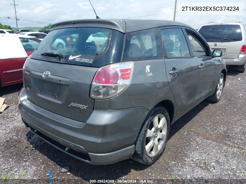 2005 Toyota Matrix Xr VIN: 2T1KR32EX5C374234 Lot: 39524309