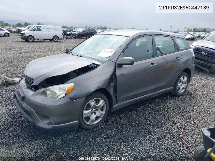 2005 Toyota Matrix Xr VIN: 2T1KR32E95C447139 Lot: 39552970