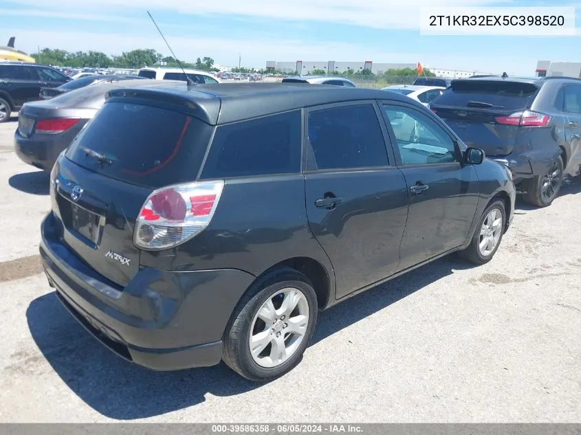 2005 Toyota Matrix Xr VIN: 2T1KR32EX5C398520 Lot: 39586358