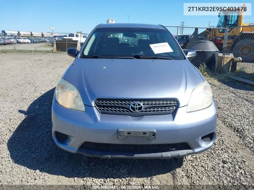 2005 Toyota Matrix VIN: 2T1KR32E95C403478 Lot: 39623431