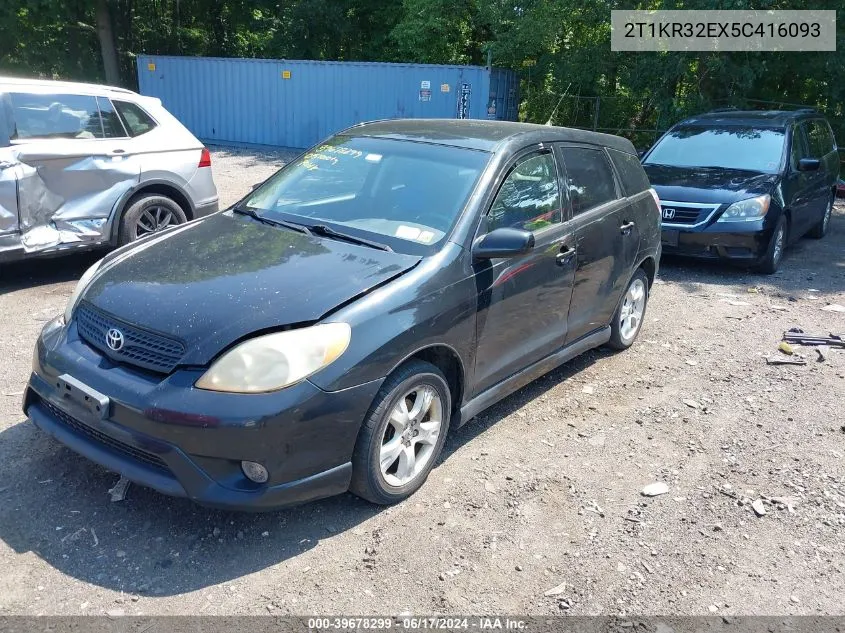 2005 Toyota Matrix Xr VIN: 2T1KR32EX5C416093 Lot: 39678299