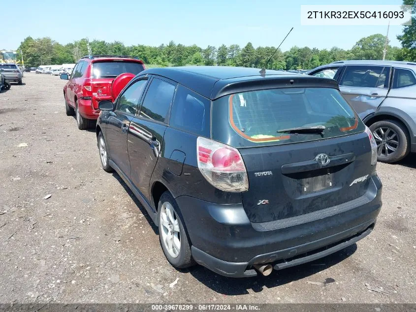 2005 Toyota Matrix Xr VIN: 2T1KR32EX5C416093 Lot: 39678299