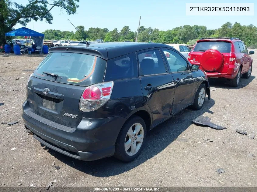 2005 Toyota Matrix Xr VIN: 2T1KR32EX5C416093 Lot: 39678299