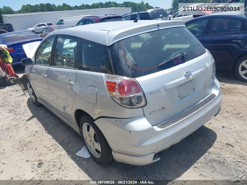 2005 Toyota Matrix Xr VIN: 2T1LR32E65C505034 Lot: 39709025