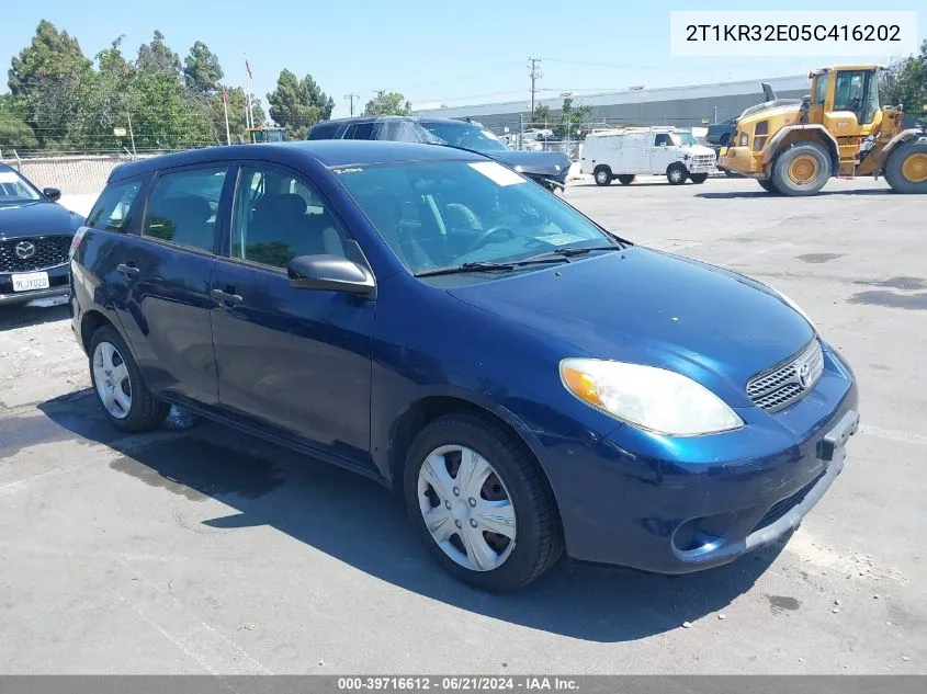 2005 Toyota Matrix VIN: 2T1KR32E05C416202 Lot: 39716612