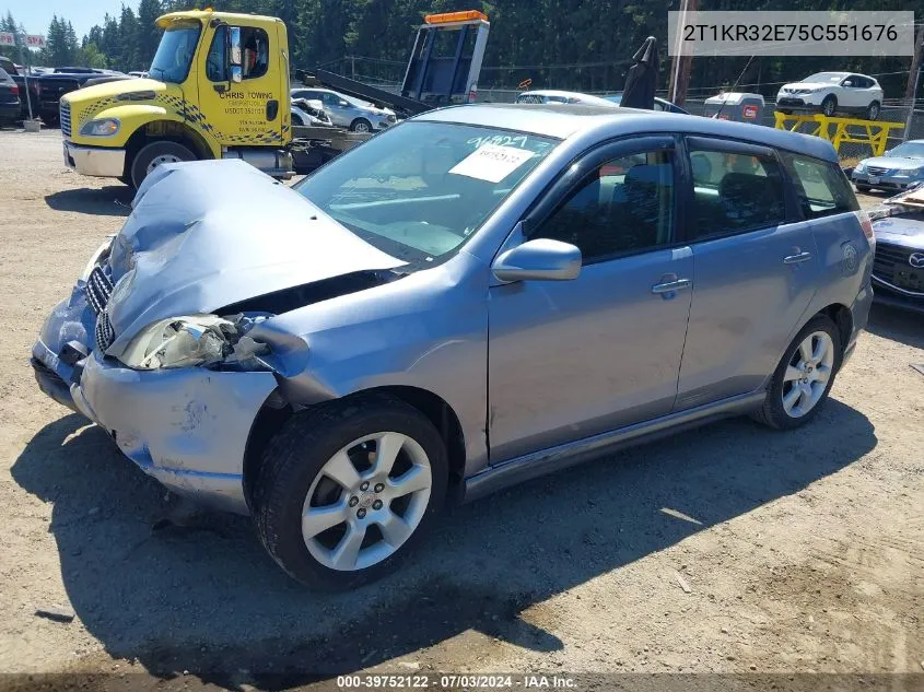 2005 Toyota Matrix Xr VIN: 2T1KR32E75C551676 Lot: 39752122