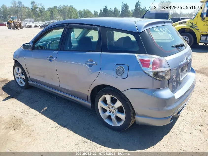 2005 Toyota Matrix Xr VIN: 2T1KR32E75C551676 Lot: 39752122