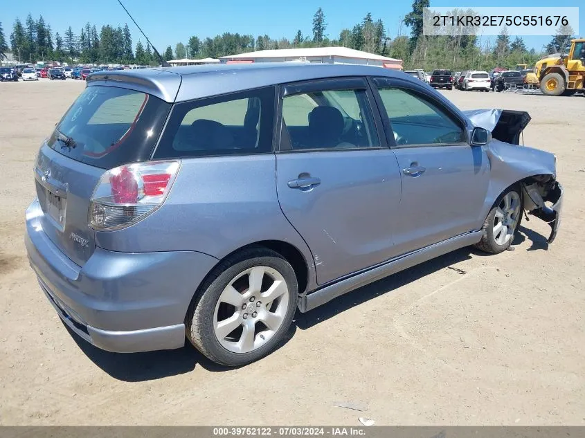 2005 Toyota Matrix Xr VIN: 2T1KR32E75C551676 Lot: 39752122