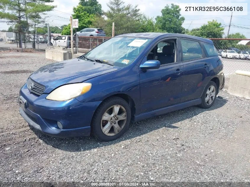 2005 Toyota Matrix Xr VIN: 2T1KR32E95C366108 Lot: 39808301