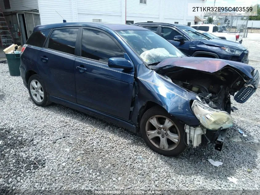 2005 Toyota Matrix Xr VIN: 2T1KR32E95C403559 Lot: 39848980