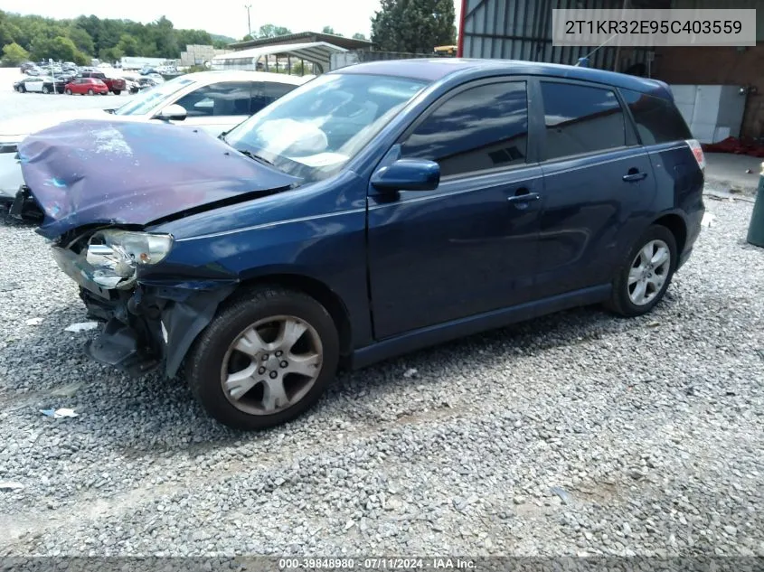 2005 Toyota Matrix Xr VIN: 2T1KR32E95C403559 Lot: 39848980