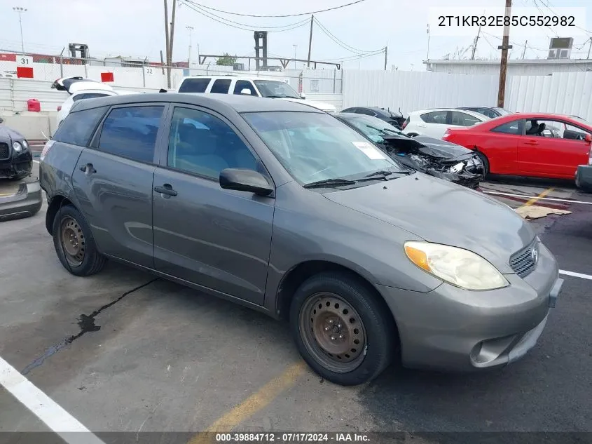 2005 Toyota Matrix VIN: 2T1KR32E85C552982 Lot: 39884712