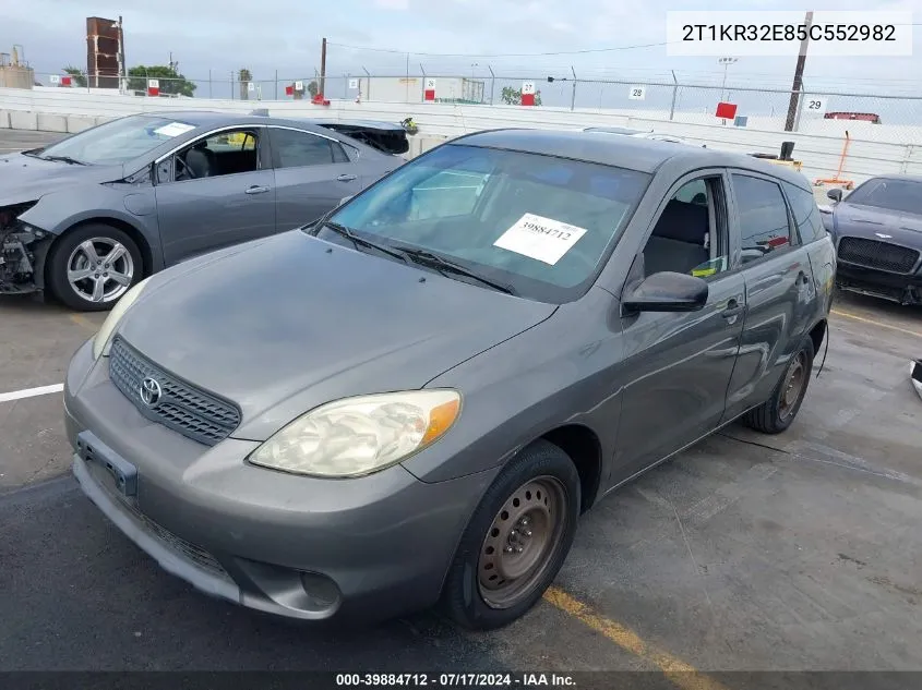 2005 Toyota Matrix VIN: 2T1KR32E85C552982 Lot: 39884712