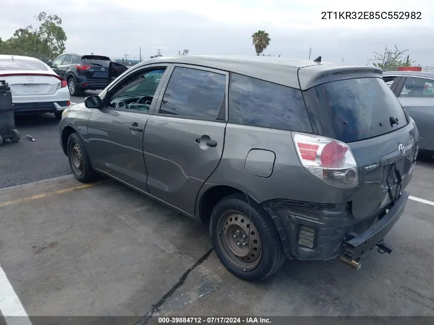 2005 Toyota Matrix VIN: 2T1KR32E85C552982 Lot: 39884712