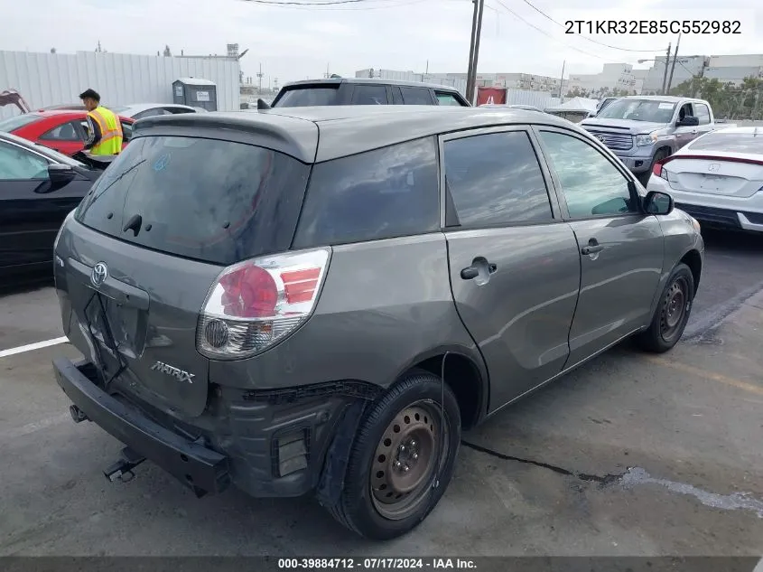 2005 Toyota Matrix VIN: 2T1KR32E85C552982 Lot: 39884712