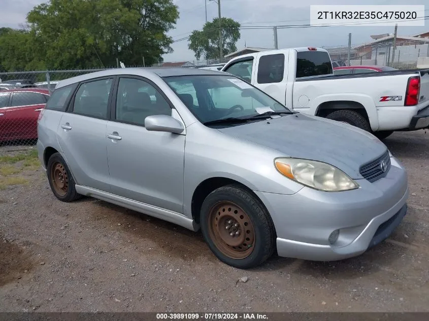 2005 Toyota Corolla Matrix Xr VIN: 2T1KR32E35C475020 Lot: 39891099