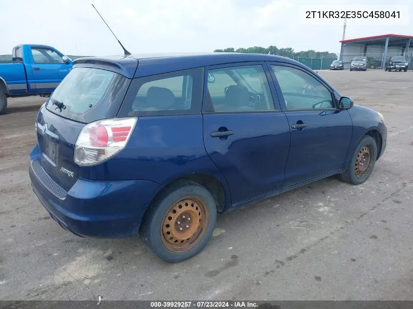 2005 Toyota Matrix VIN: 2T1KR32E35C458041 Lot: 39929257