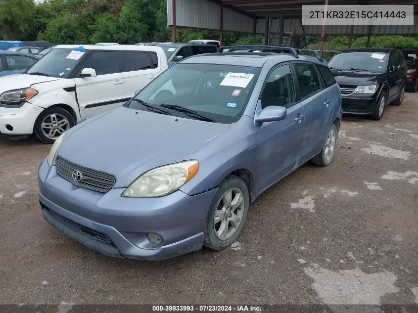 2005 Toyota Matrix Xr VIN: 2T1KR32E15C414443 Lot: 39933993