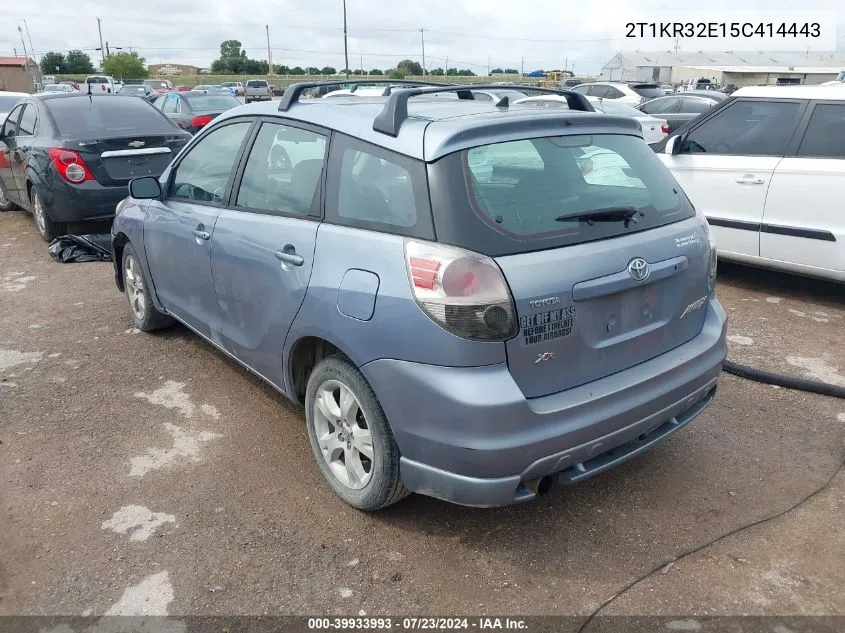 2005 Toyota Matrix Xr VIN: 2T1KR32E15C414443 Lot: 39933993