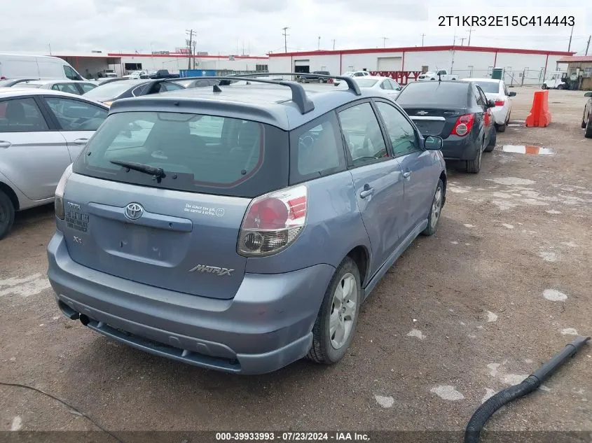 2005 Toyota Matrix Xr VIN: 2T1KR32E15C414443 Lot: 39933993